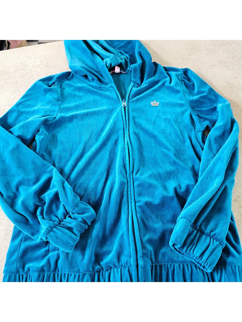 Juicy Couture Women's XL Velour Zip-Up Hoodie Jacket Blue